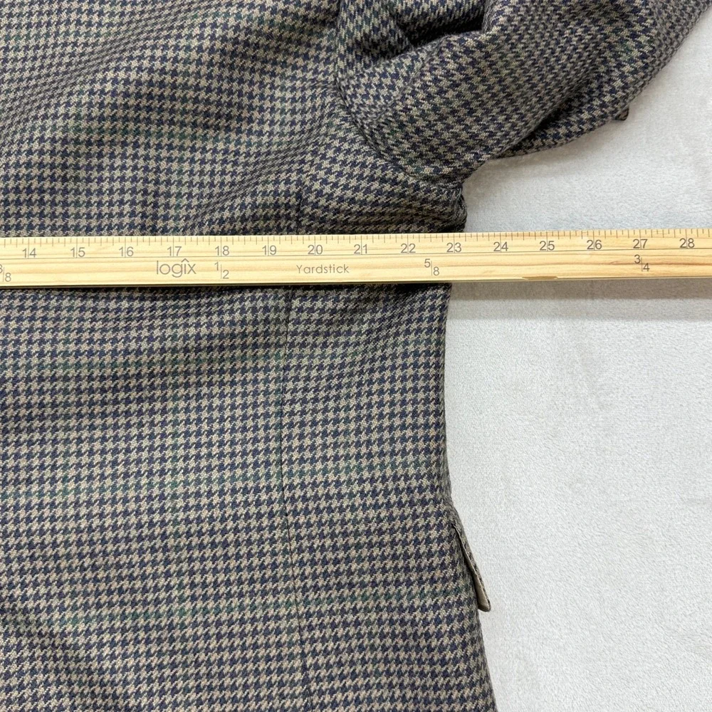 VTG Chaps Ralph Lauren Sport Coat Men 44S Brown Houndstooth Virgin Wool Blazer